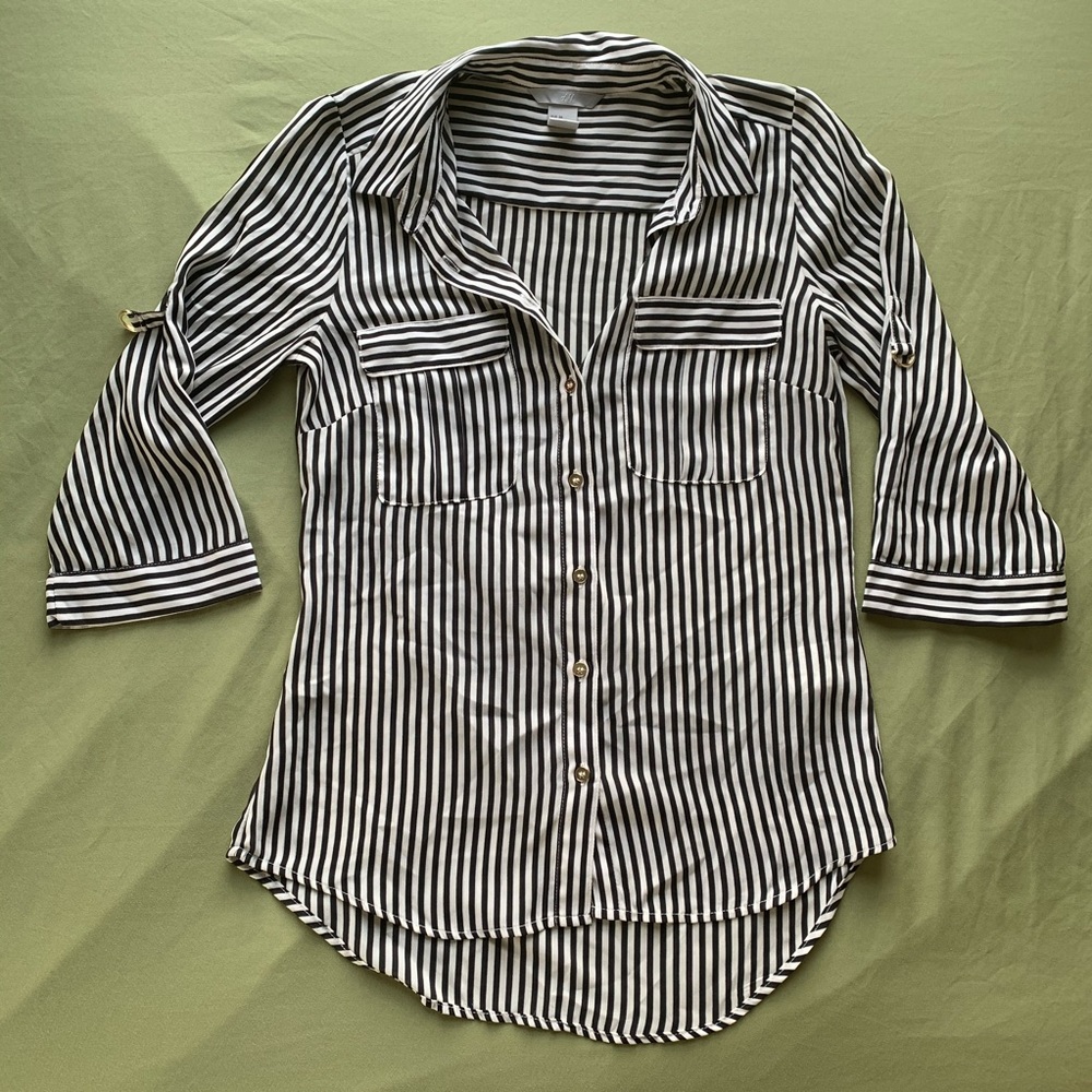 H&M Striped Button Down Blouse